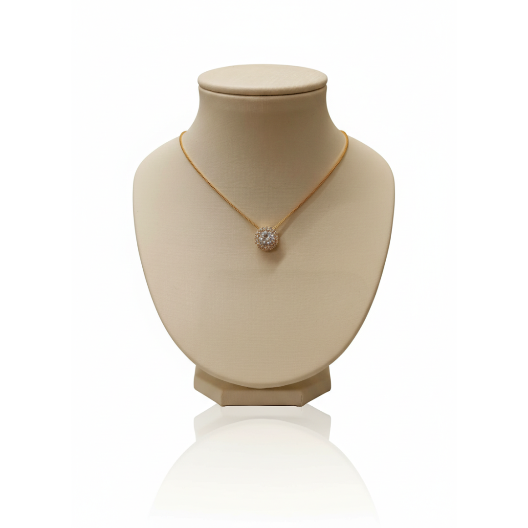 Colar pingente redondo zirconia cores 